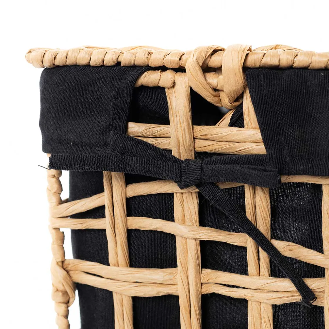 Cestas Para La Ropa Sucia>Cesto de baño negra y beige 56cm
