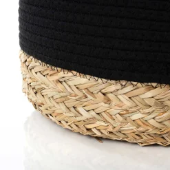 Cestas De Almacenamiento>Cesto de baño negro y natural 25x32cm