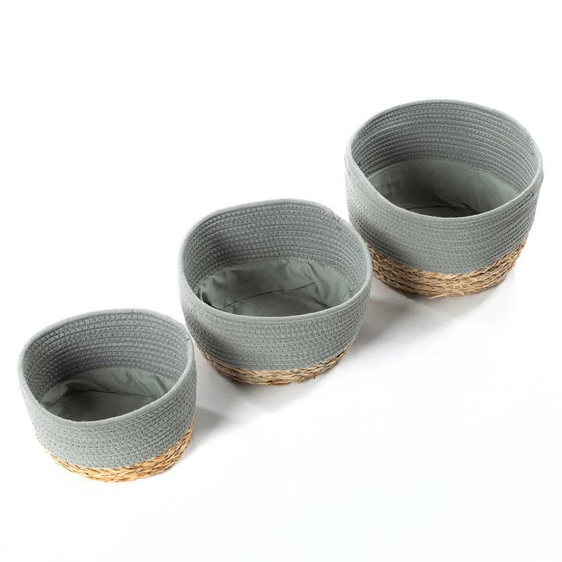 Cestas De Almacenamiento>Cesto de baño verde caqui y natural 22x30cm