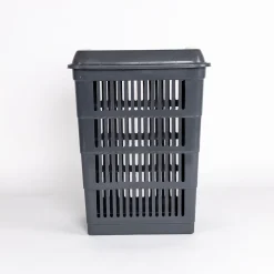 Cestas Y Palanganas>Cesto para colada con tapa gris 40L