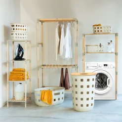5five Cestas Para La Ropa Sucia>Cesto para ropa con tapa HARMONY beige 5.65L
