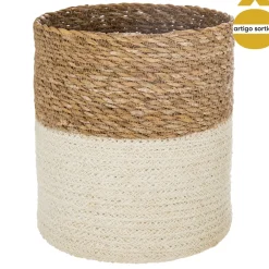 atmosphera Cestas Y Baúles>Cesto Seagrass Blanco Natural 24x24Cm