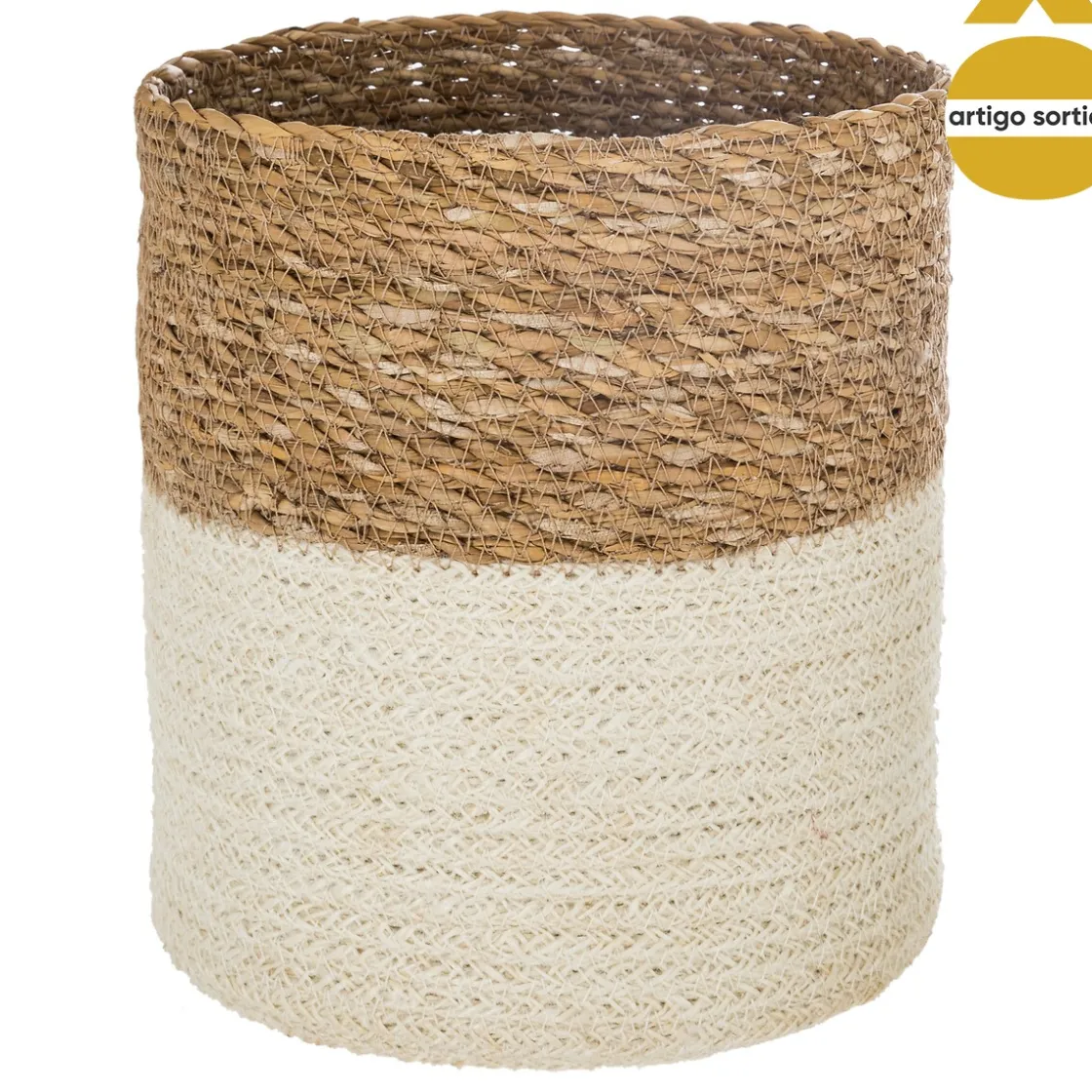 atmosphera Cestas Y Baúles>Cesto Seagrass Blanco Natural 24x24Cm