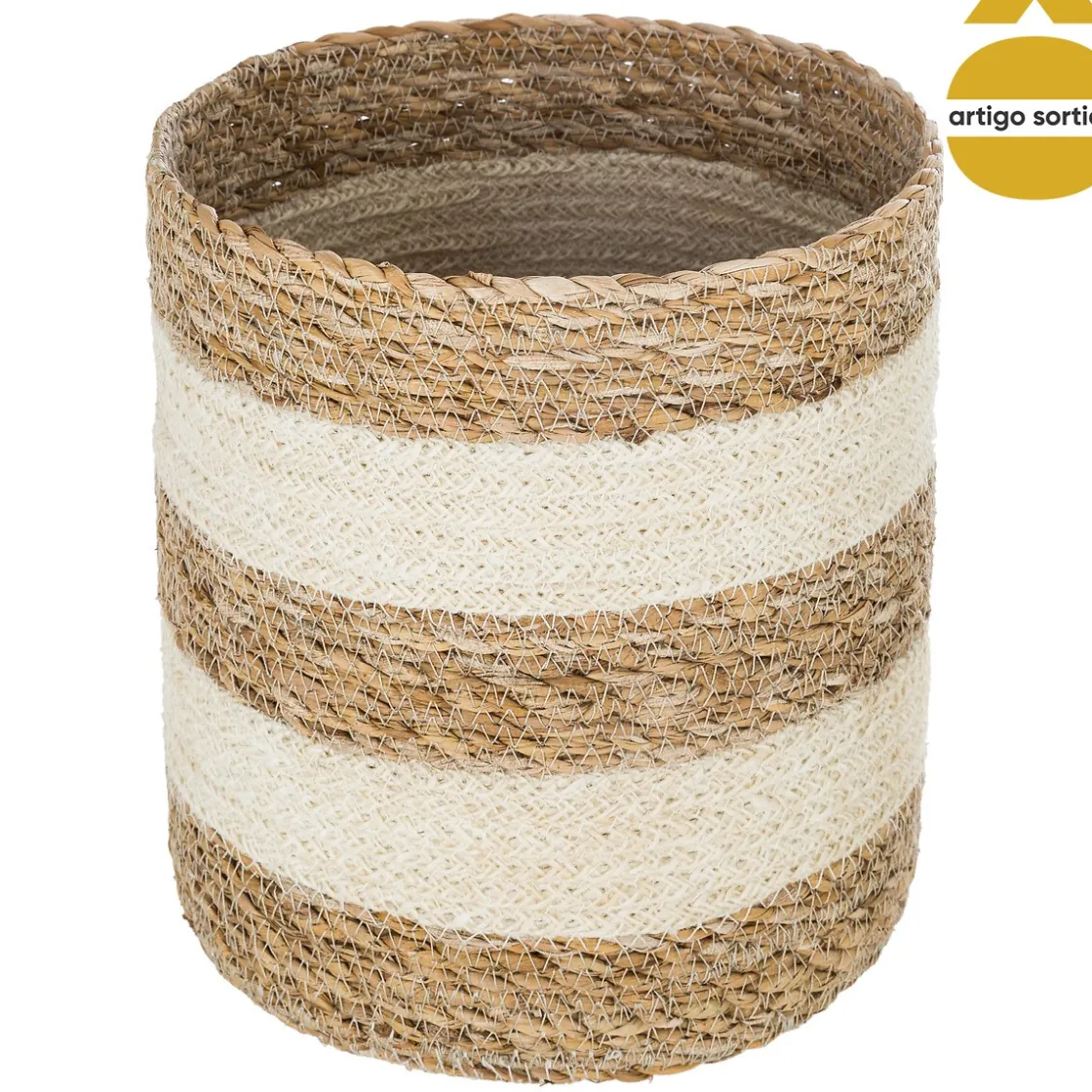 atmosphera Cestas Y Baúles>Cesto Seagrass Blanco Natural 24x24Cm