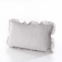 Cojines Y Fundas Decorativas>Cojín AMALFI gris con encaje 45x60cm