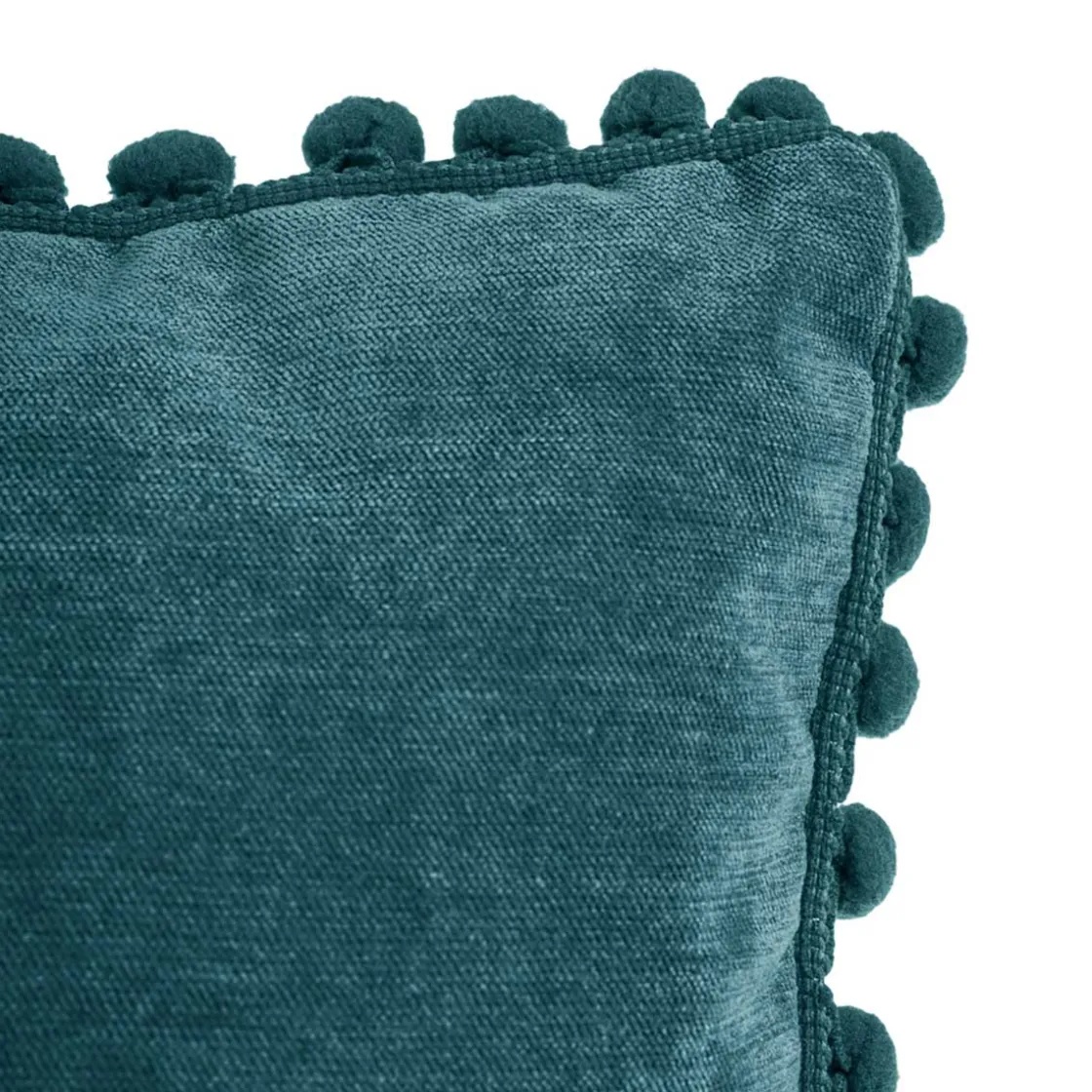 atmosphera Cojines Y Fundas Decorativas>Cojín Azul Con Pompones 40x40Cm