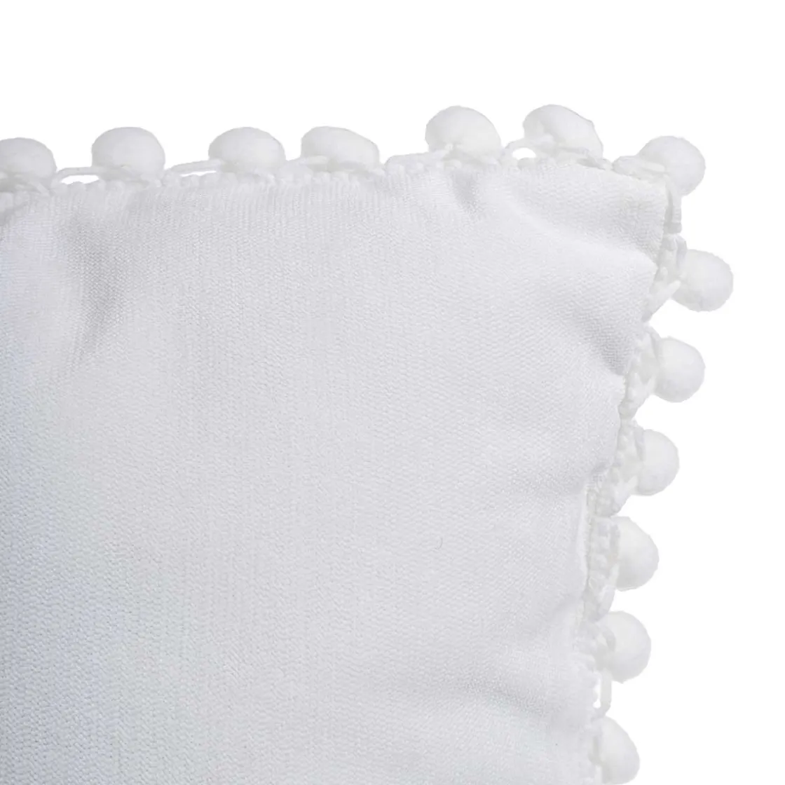 atmosphera Cojines Y Fundas Decorativas>Cojín Blanco Con Pompones 40x40Cm