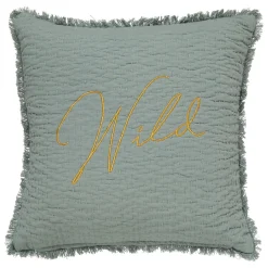 atmosphera Cojines Y Fundas Decorativas>Cojín bordado WILD ROMANCE verde 45x45cm