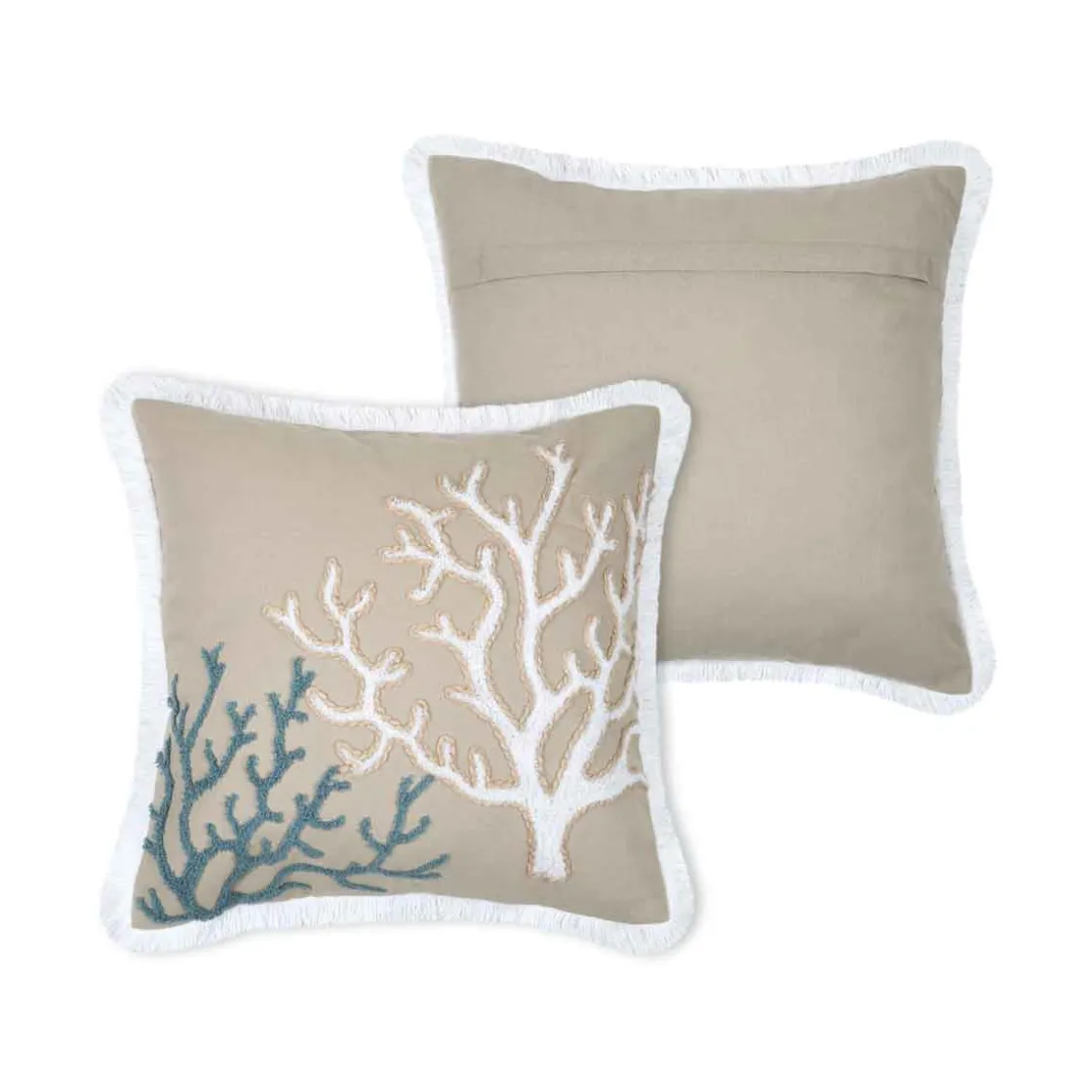 Cojines Y Fundas Decorativas>Cojín HARBOR natural con flecos 40x40cm