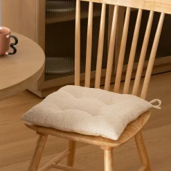 atmosphera Cojines Y Fundas Decorativas>Cojín Para Silla Bouclette Marfil 38x38cm