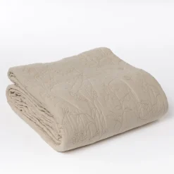 Edredones Y Colchas>Colcha FLOWER beige 220x240cm