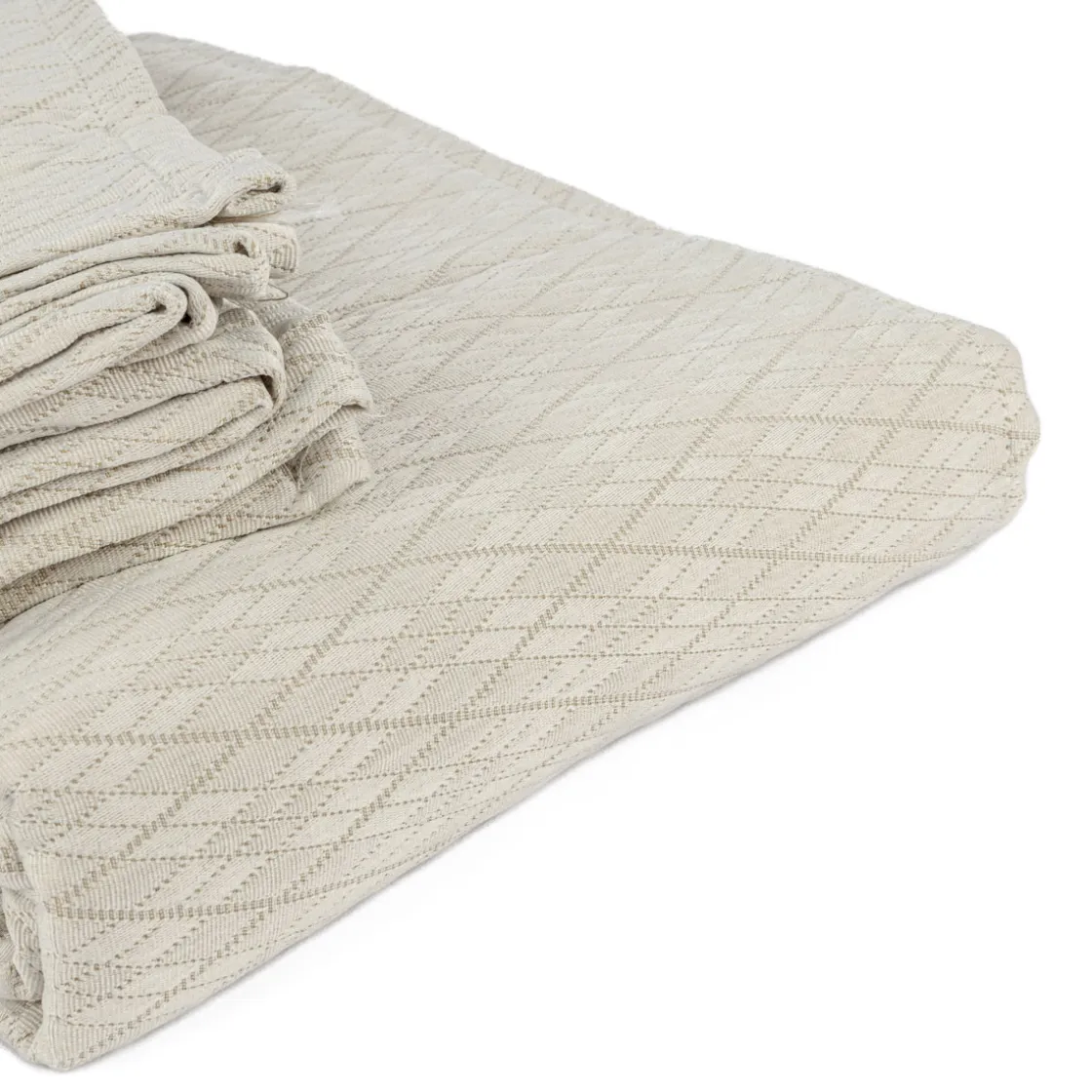 Edredones Y Colchas>Colcha Rombos Beige 240x260Cm