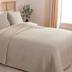 atmosphera Edredones Y Colchas>Colcha 240x260cm Y 2 Fundas Almohada Kalia Beige