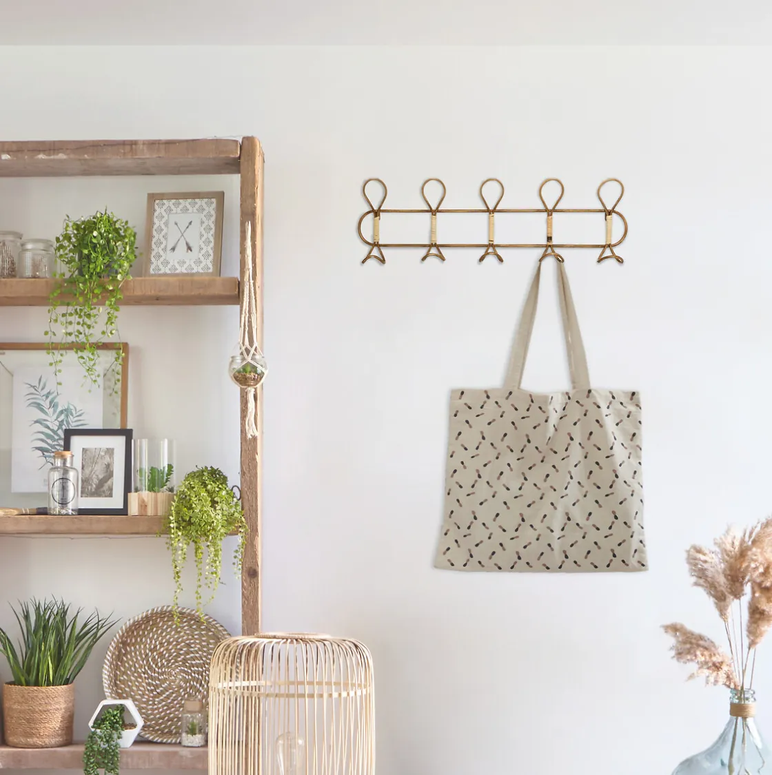 atmosphera Perchas Y Travesaños|Estilo Étnico>Colgador De Pared De Metal 76x7.5x22.5Cm