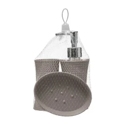 5five Accesorios De Lavabo>Conjunto De 3 Accesorios Baño Rayas Gris Pardo
