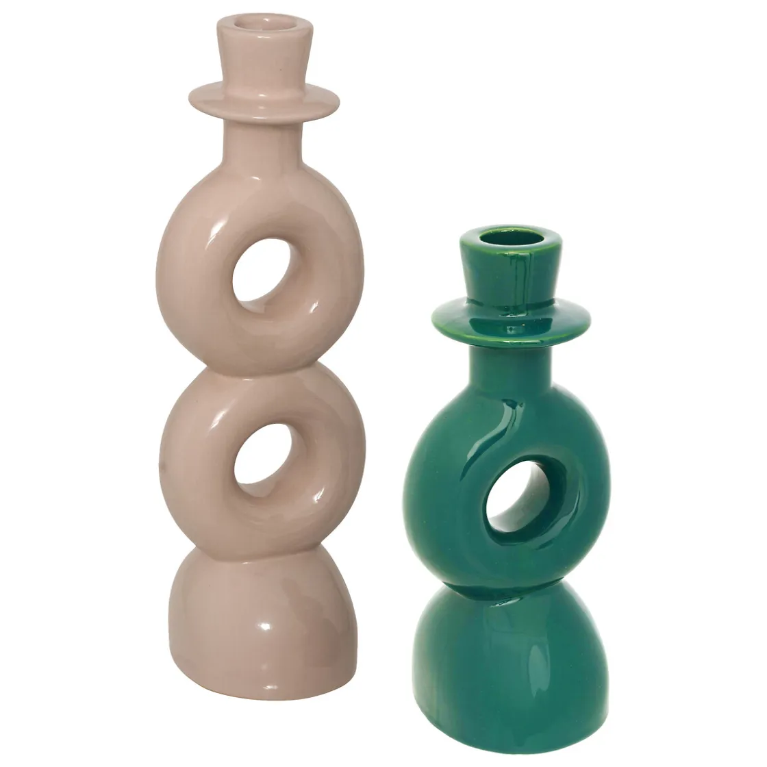 atmosphera Portavelas Y Candelabros>Conjunto de 2 candelabros de cerámica MALA 18/25cm