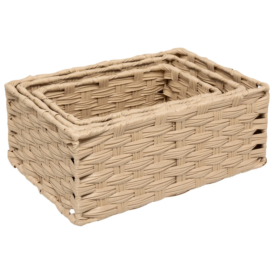 5five Cestas De Almacenamiento>Conjunto de 3 cestas altas TRESSE beige