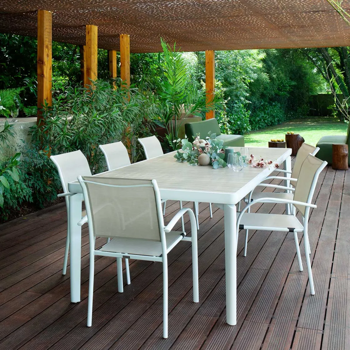 hespéride Mesas De Jardín>Conjunto de mesa fija IBAIA y 6 sillas PIAZZA