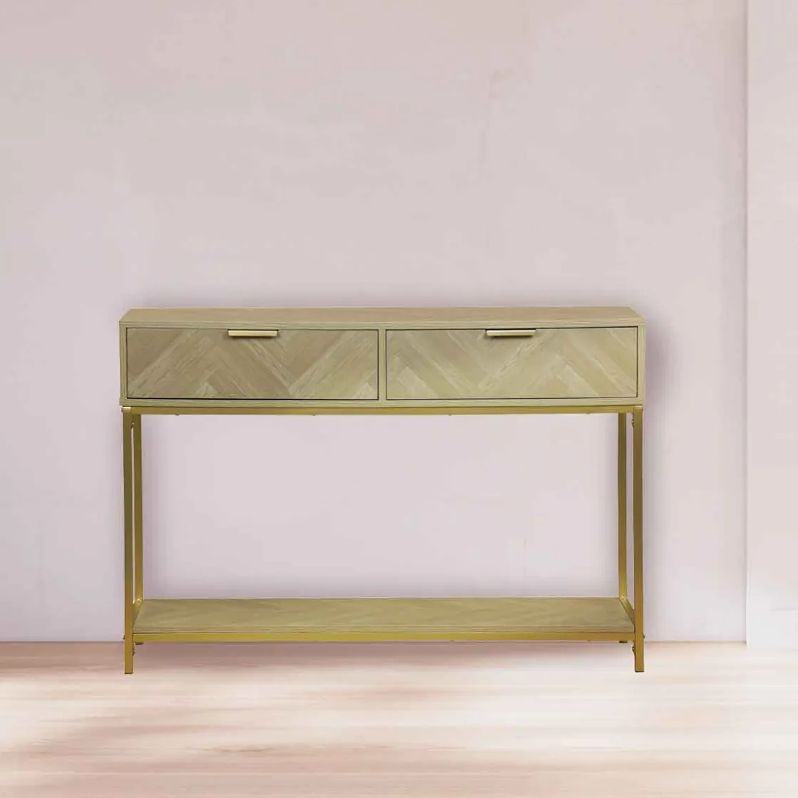 Aparadores Y Consolas|Estilo Contemporaneo>Consola CHEVRON beige de mdf con 2 cajones