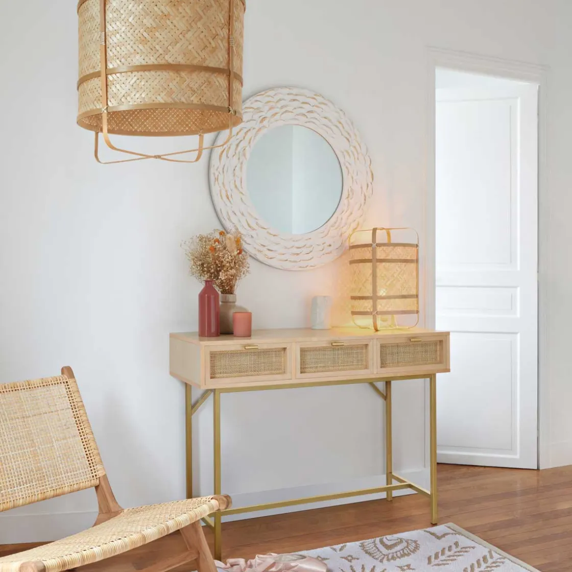 atmosphera Aparadores Y Consolas>Consola RAYO beige con 3 cajones