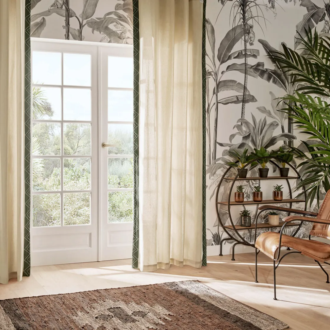 atmosphera Cortinas>Cortina Exotic Panama Beige Y Verde Caqui 140x260c