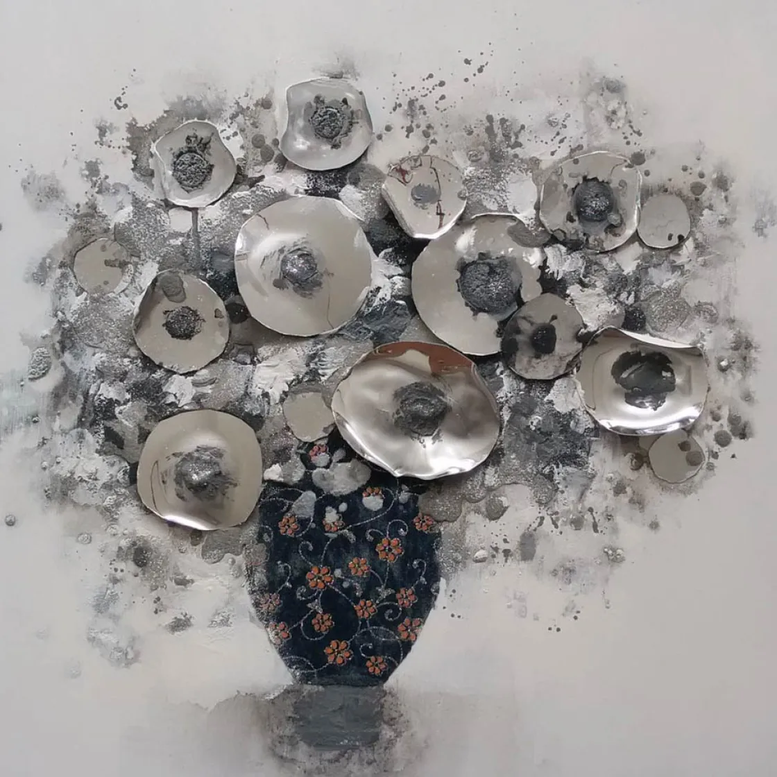 atmosphera Lienzos Y Cuadros Decorativos>Cuadro Deco Bouquet Gris 58x58Cm