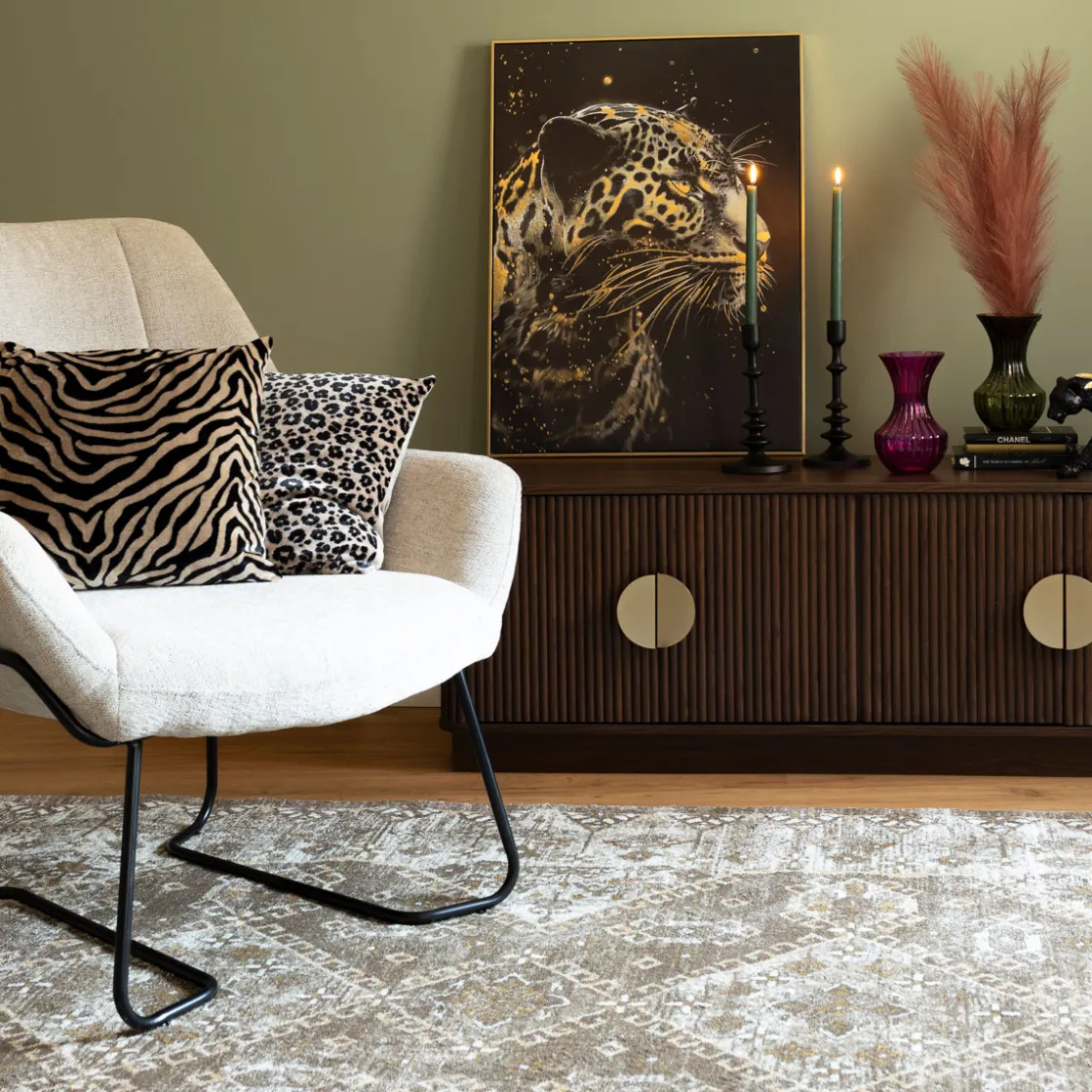 atmosphera Lienzos Y Cuadros Decorativos>Cuadro leopardo decorativo LUPITA negro 78x58cm