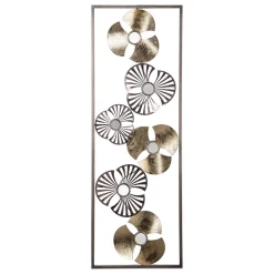 atmosphera Lienzos Y Cuadros Decorativos>Cuadro Metálico Dorado Flor 31x89Cm