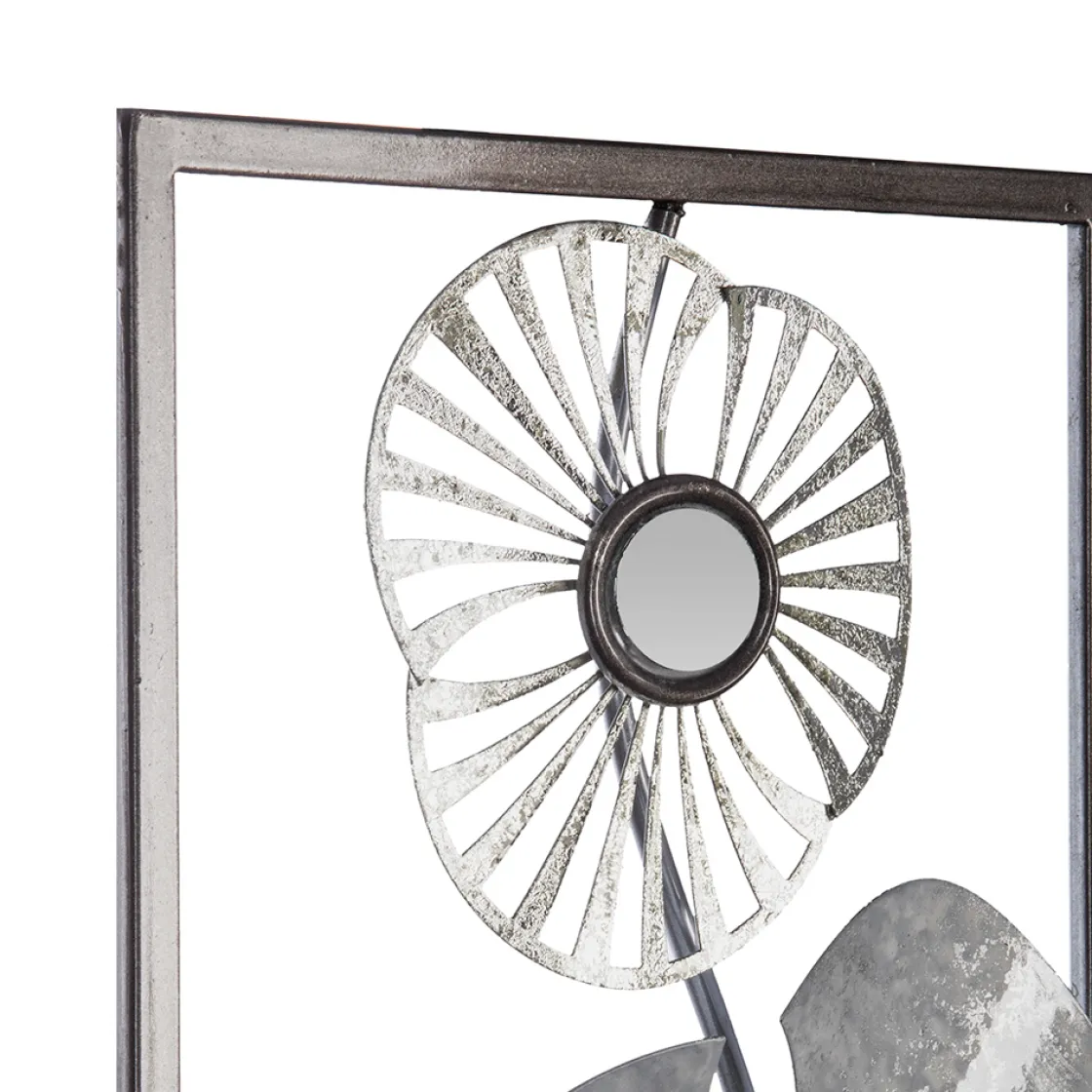 atmosphera Lienzos Y Cuadros Decorativos>Cuadro Metálico Plateado Flor 25x61Cm