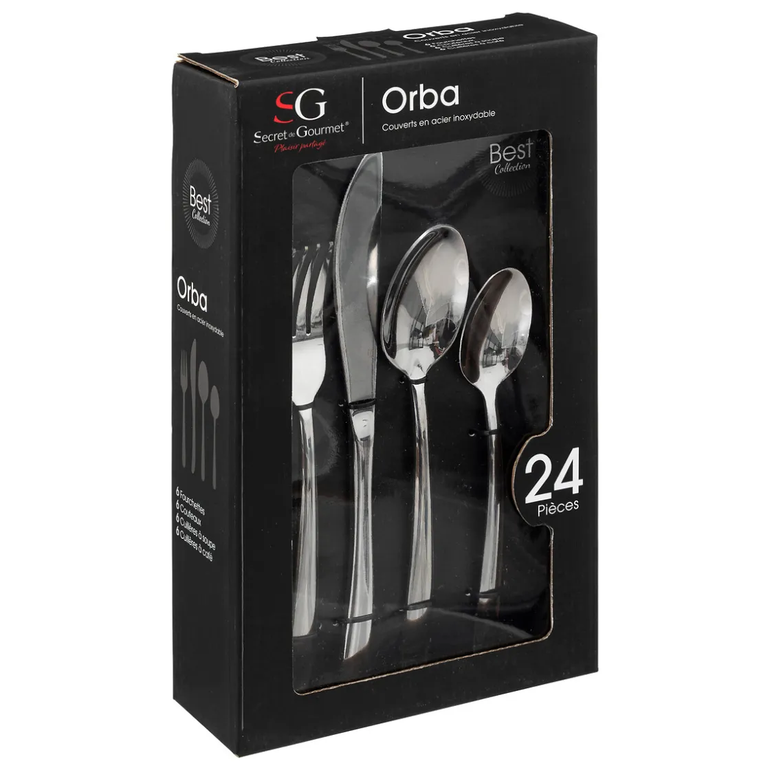 secret d'gourmet Cuchillería>Cubertería ORBA con 24 pzas de acero inoxidable