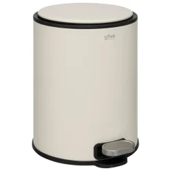5five Botes De Basura Y Contenedores De Reciclaje>Cubo de basura beige de metal con pedal DELTA 6l