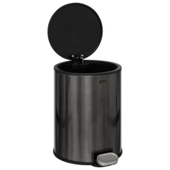 5five Botes De Basura Y Contenedores De Reciclaje>Cubo de basura negro de metal con pedal DELTA 6l