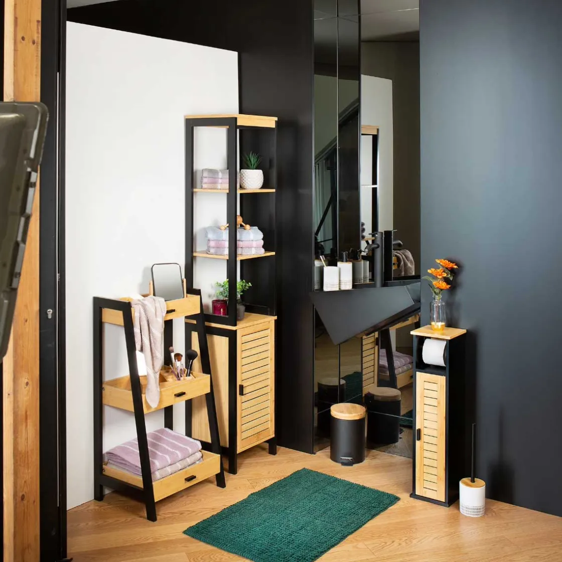 5five Cubos>Cubo de basura para baño con tapa de bambú