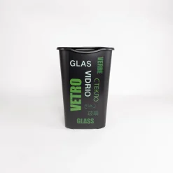 Botes De Basura Y Contenedores De Reciclaje>Cubo de reciclaje para vidrio negro 50L