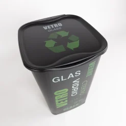 Botes De Basura Y Contenedores De Reciclaje>Cubo de reciclaje para vidrio negro 50L