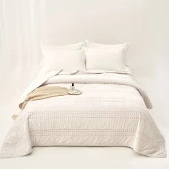 hôma Edredones Y Colchas>Edredón IVREA beige de terciopelo 220x240cm