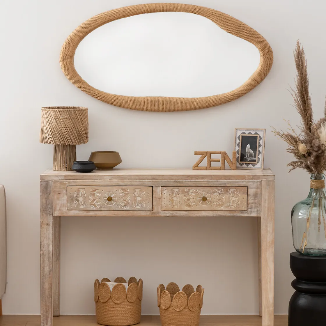 atmosphera Espejos|Estilo Étnico>Espejo De Pared Laia Beige 114cm