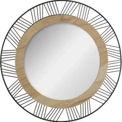 atmosphera Espejos>Espejo redondo decorativo ARCHI de metal y madera