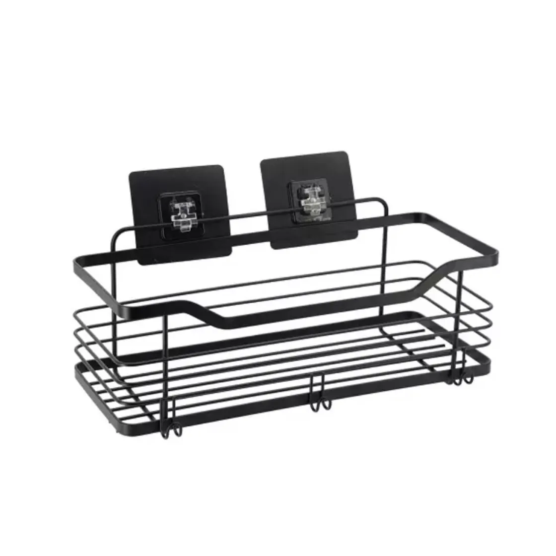 Accesorios De Baño>Estante De Baño Negro Metálico Con Adhesivo