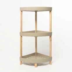 Armarios, Estantes Y Estanterías.>Estante esquinero con 3 niveles beige de madera