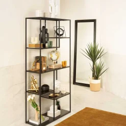 atmosphera Estantes Y Cómodas|Estilo Industrial>Estantería De Metal Negra 90x35x180Cm
