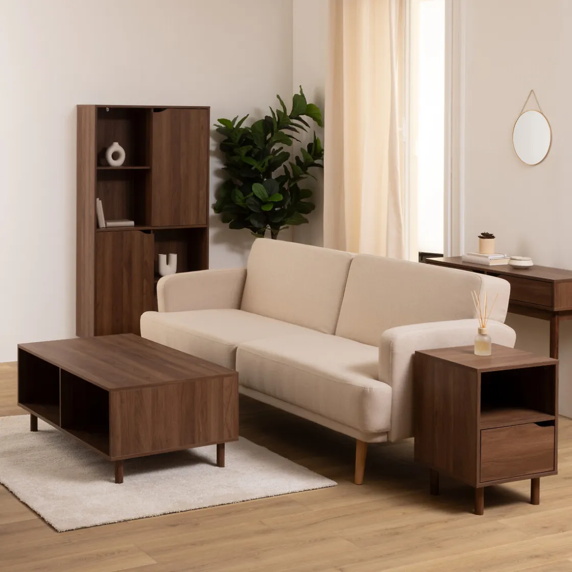 5five Estantes Y Cómodas|Estilo Industrial>Estantería deslizante marrón de madera 159,5cm