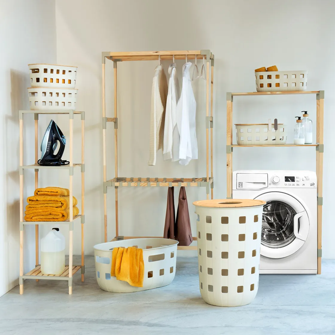 Armarios, Estantes Y Estanterías.>Estantería multifuncional beige de madera