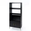 atmosphera Estantes Y Cómodas|Estilo Industrial>Estantería TEDY negro 2 puertas mdf e metal 170cm