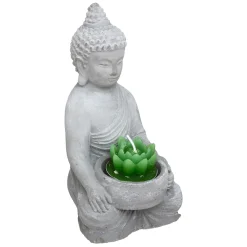 atmosphera Portavelas Y Candelabros|Estilo Oriental>Estatua De Buda Con Vela 8x8.5x15Cm