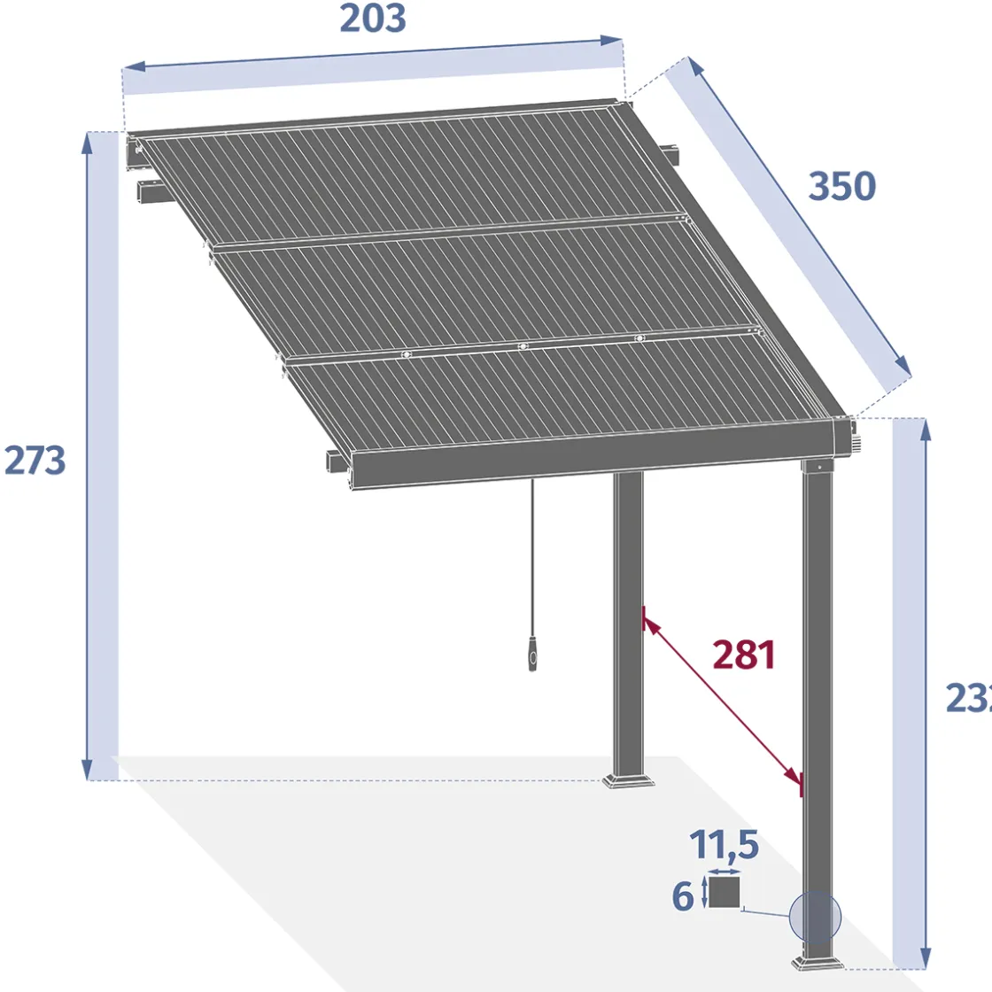 hespéride Pérgolas>Extensión pérgola ENOLIE graphite de aluminio