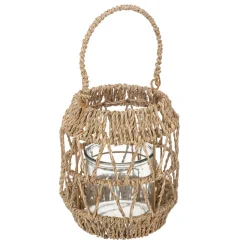 atmosphera Farolillos|Estilo Rústico>Farol De Ratán Beige 17x18Cm
