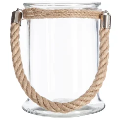 atmosphera Farolillos>Farol De Vidrio C/Cuerda Lena 12.5x17Cm