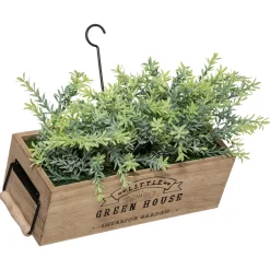 atmosphera Plantas Y Flores Artificiales|Estilo Industrial>Florero De Madera C/Plantas Artif.25.5Cm
