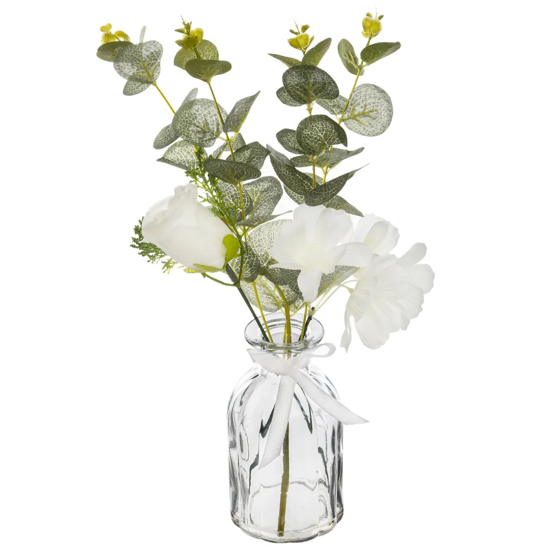 5five Plantas Y Flores Artificiales|Estilo Rústico>Florero De Vidrio C/ Eucalipto 7.5x39Cm